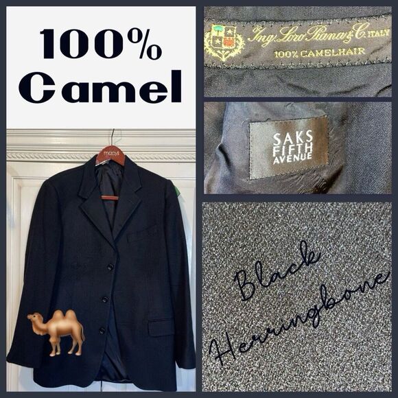 Loro Piana Blazer Men 42 100%‎ Camel Herringbone Saks Fifth Ave. Italy - Picture 1 of 11